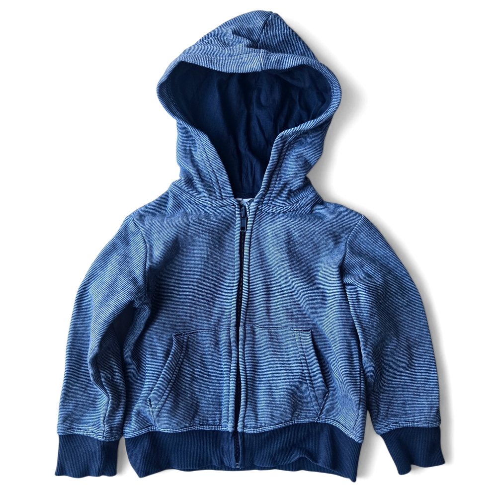 H&M Kids H&M Kids Boy's Blue White Striped Full Zip Hoodie Sweatshirt Jacket